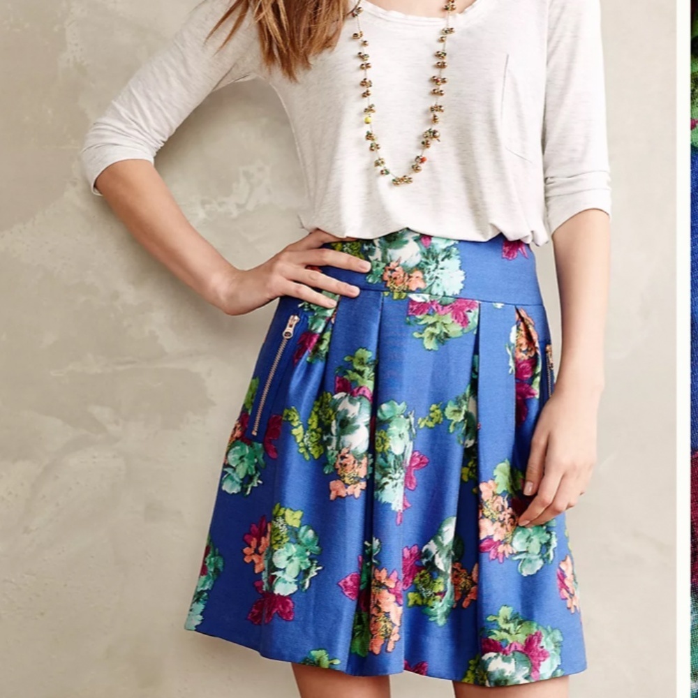 Maeve By Anthropology Floral Garden Days Skirt Size 8 Silk Blend